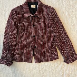 Women's Tweed Jacket - Burgundy